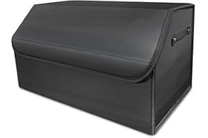 Ergocar Organiseur de coffre de voiture pliable avec couvercle, multi-compartiments avec sangles de sécurité et poignées, fond antidérapant, accessoires essentiels de voiture