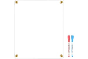 QUEENLINK UEENLINK Clear Acrylic Calendar Dry Erase Board, 30 x 35cm Clear Whiteboard for Wall, 2 Liquid Chalks