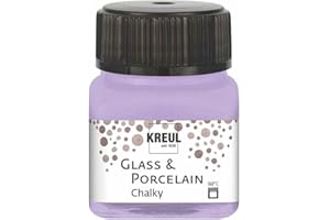 Kreul 16636 - Glass & Porcelain Chalky Sweet Lavender, 20 ml verre, doux - Peinture mate pour verre et porcelaine à base d'eau, séchage rapide, opaque