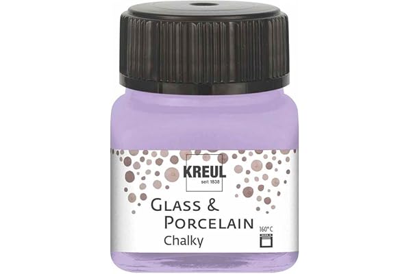 KREUL 16636 - Glass & Porcelain Chalky Sweet Lavender, 20 ml verre, doux - Peinture mate pour verre et porcelaine à base d'eau, séchage rapide, opaque