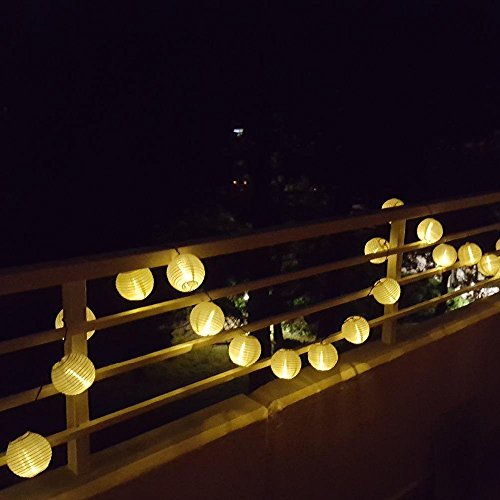 KAIPUZM 6M 30er LED Solar Garten Lichterkette mit Lampions IP65 Wassserdicht Außen Innen Dekoration Licht(Warmweiß) - 3