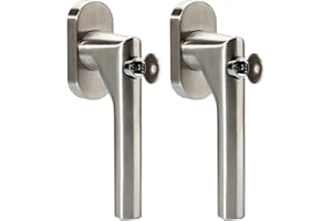 FELGNER Messina II - Set di 2 maniglie per finestra bloccabili da 100 nm | viti nascoste + rosetta ovale resistente alla corrosione | 2 chiavi – acciaio inox opaco