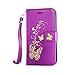 Produktbild Anlike Samsung Galaxy J7 2016 /SM-J710 (5,5 Zoll) Hülle, Schutzhülle für Samsung Galaxy J7 2016 /SM-J710 (5,5 Zoll) Wallet Tasche [Butterfly geprägte Serie Bronzing] Handyhülle - Lila