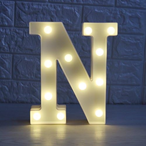 SunnyJenny Up in Lights Decorative LED Alphabet White Letters-N