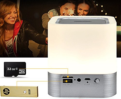 Nachttischlampe, VSOAIR Bluetooth-Lautsprecher Berührungssensor Atmosphere Beleuchtung mit Musik-Player, Wecker Intelligente Voice-Erinnerung - 4
