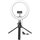 Amazon Basics 10-inch Ring Light with Tripod Stand | 3 Color Modes | 10 Brightness Settings | 360° Rotation | Suitable for Mo