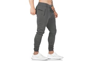 Furpazven Jogginghose Herren Baumwolle Trainingshose Slim Fit Freizeithose Sporthose Lang Hosen mit Reißverschluss
