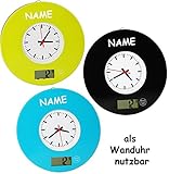 Material: hochwertiger Kunststoff & Glasplatte / mit ausklappbarer Metallaufhängung ____ Größe: circa 19 cm Durchmesser und 2,5 cm hoch ___ Batterie: 2 Stück AAA / 1,5 R03 für die Waage ( NICHT enthalten ) und 1 Stück LR44 für die Uhr ( enthalten )