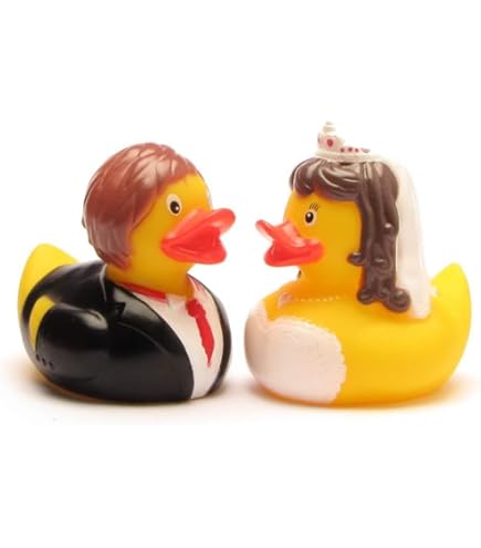 2er Set Quietscheenten Brautpaar - Lustige Hochzeitsgeschenke & Auto Deko