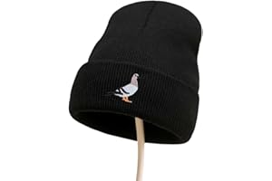 GENERIC Pigeon Hat, Pigeon Gift, Beanie with Embroidered Pigeon, One Size Fits Most Black