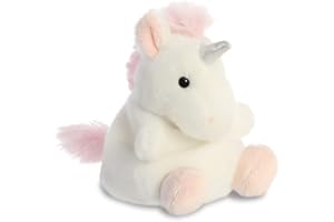 Aurora, 33482, Palm Pals Sassy jednorożec, 13 cm, miękka zabawka, biały i różowy