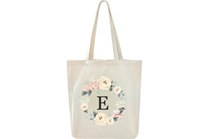 DWDC Sac fourre-tout en toile, sac cadeau personnalisé A-Z 26 lettres, sac à provisions écologique réutilisable, sac cadeau, adapté aux vacances à la plage, aux fêtes d'anniversaire de mariage.