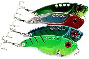 LENPABY 8 pcs 5.5 cm 11g en métal Dur vib pêche leurres wobbler brochet Carpe Truite Perche Poisson-Chat appâts