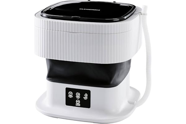 CLEANmaxx Minitvättmaskin perfekt för resor | Mobil tvättmaskin med 2 tvättprogram och en centrifugering. Vikbar och tyst