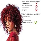 Maschine gemacht Cap Tsnomore Schicke Mittlere Länge Gelockte Frauen-Bob-Perücke (Rote)