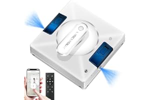 LIECTROUX YW509 Robot Laveur de Vitres, Pulvérisation d'eau dans Les 4 Sens, Robot Nettoyeur de vitres, Aspirateur Puissant, Mémoire Intelligente, Application et télécommande, Messages vocaux