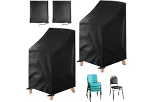 SLTAXAR 2 Stück Gartenstühle Abdeckung Schutzhülle für Stapelstühle 75x75x120cm Abdeckhaube Gartenstuhl Hochlehner Oxford Gewebe Stuhlabdeckungen Outdoor Winterfest Abdeckung für 6 Gartenstühle