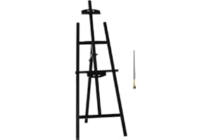 HOMCOM Cavalletto Pittura, 135 cm Cavalletto Treppiede per Dipingere su Tela, Cavalletto in Legno di Pino Regolabile, Portatile e Pieghevole con Pennello per Studio, Artisti e Pittori, Nero