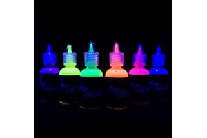 [6 x 28ml. ] iLC Vernice Fluorescente Colorato Neon Kit per Pelle Viso Corpo Colore UV Fluo sotto la Luce Nera - Lavabile - Non Tossico