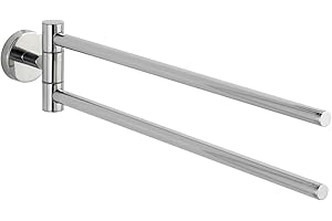 Wenko Toallero con 2 Brazos Bosio, Acero Inoxidable Pulido, 5,5x9x43 cm, Incl. Material de atornillado