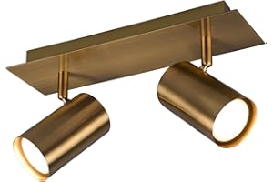 meineWunschleuchte 2-flammiger Deckenstrahler aus Metall Altmessing matt, Breite 30cm