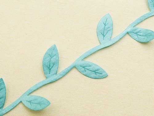 Stoff-Blätterband türkis, 30 mm x 5 m, Dekoband Tischgirlande