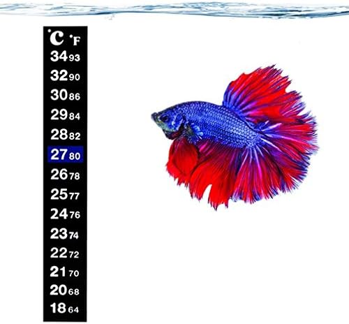 PetNewlife Betta Sticker Thermometer - Ensure optimum comfort around 78 degrees - Accurately measures temperature - Large font for quick reading - Keep Fish healthy - 1 minute to set-up