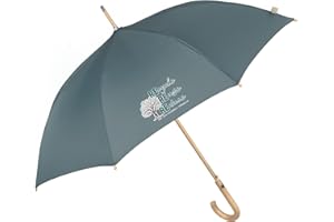 PERLETTI GREEN Parapluie Canne Ecologique Femme Automatique - Poignée en Bois Biodégradable - Parapluie Elegant Classique Réutilisable - Parapluie en Matériau Recyclé
