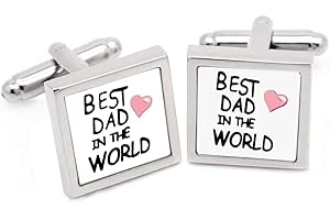 HONEY BEAR Spinki do mankietów Best Dad in the World dla mężczyzn, stal nierdzewna, Dzień Ojca, urodziny, prezent świąteczny
