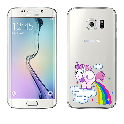 Samsung Galaxy S6 Edge Hülle von licaso® aus TPU schützt Dein S6 Edge 5,1" Schutz-Hülle Cover Einhorn Wolke Unicorn Einhörner Märchen Case transparent klare Schutzhülle galaxys6 galaxys7 Tasche Silikon Style (Samsung Galaxy S6 Edge, Einhorn Wolke)