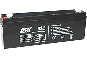 DSK 10323-12V 2.3Ah Sealed Rechargeable AGM Lead Battery. Ideal for Security Alarm Systems, Emergency Lighting, OEM Electrical Equipment, UPS Systems, Electric Mobility