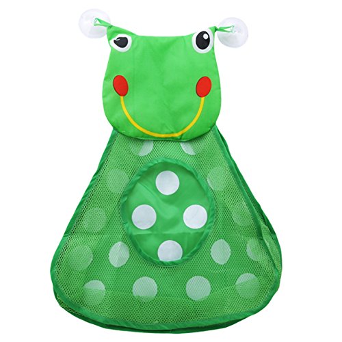 EJY Cartoon Sac de Rangement en Maille Lavable Bébé Jouet de Bain Organisateur Filet Ventouse (Grenouille)