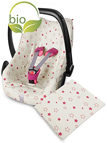 ByBoom® - Sommerbezug für Babyschale z.B. Maxi-Cosi mit Babydecke 70x100 cm aus 100% BIO-BAUMWOLLE mit Motiv; VORTEILSPACK