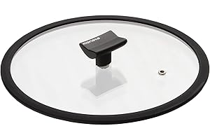 Moneta Coperchio Piatto, Bordo in Silicone e pomolo reggimestolo, 30 cm, Transparent And Black, 0004124530