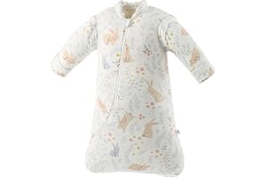FAIRY BABY Baby Winter Sleeping Bag 2.5 Tog Removable Long Sleeves Kids Sleeping Sack Swaddle Cute Rabbit Unisex Boys Girls Wearable Blanket Grow Bag
