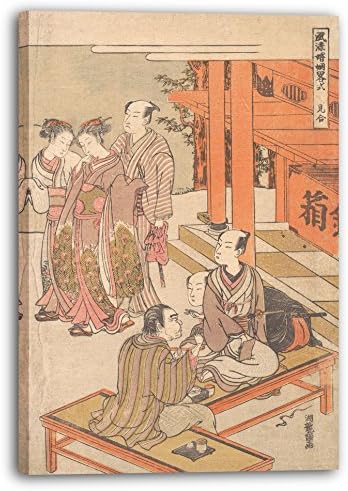 Isoda Koryūsai - Seeing Each Other with a View to Marriage (Edo period (1615–1868)), 40 x 60 cm (more sizes available), Canvas print stretched and framed on a solid wood frame and ready to hang. Hand made high definition print on premium quality canvas.