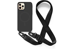 2NSPDRGNI Handykette Schutzhülle kompatibel mit iPhone 12 Pro Max Handyhülle mit Band,Kabellosem Laden Hülle Halsband Lanyard Silikonhülle,Schwarz