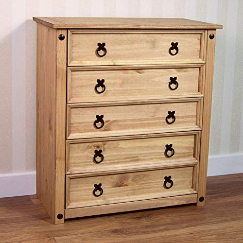 Home Discount Corona Chest Of Drawers 5 Drawer Solid Pine Wood