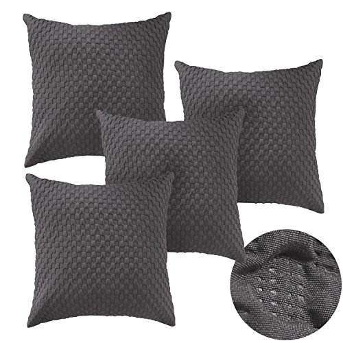 Deconovo Kissenhüllen Wohnzimmer Kissenbezüge Auto Zierkissenbezüge 40x40 cm Dunkelgrau 4er set