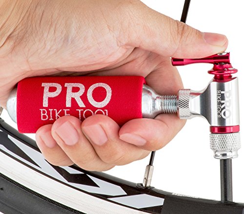 CO2-Inflator von PRO BIKE TOOL – Schnell und Einfach – Presta & Schrader Ventil Kompatibel – Kartuschenpumpe für Rennrad & Mountain-Fahrräder – Isolierte Hülle – Keine CO2 Kartuschen enthalten - 6