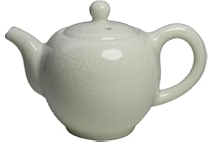 LIANG BAOBAO Tetera de porcelana, tetera pequeña de 12 onzas, tradicional china, hervidor de té de cerámica esmaltada (blanco)
