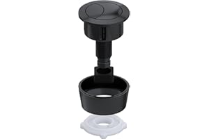 Hulthor Universal Toilet Flush Button Kit – Toilet Push Button Dual Flush Replacement for 40mm, 50mm & 60mm Cistern Lid Holes – Cable Operated (Black)