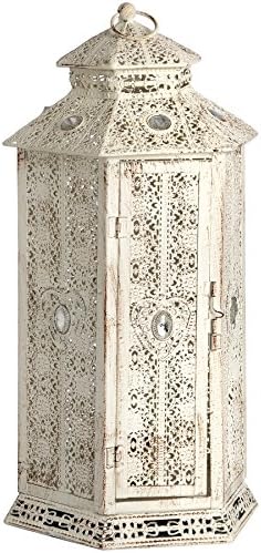 Cream Metal Filigree Distressed Electrical Table Buffet Lamp