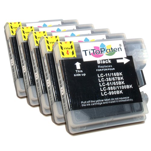 5x Brother DCP 195 C kompatible Premium XL Druckerpatronen in Schwarz. Sehr gute Laufleistung und Preiswert!