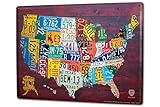 Blechschild XXL Welt Reise USA Nummernschilder