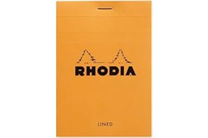 RHODIA 12600C - Bloc-Notes Agrafé N°12 8,5 x 12 cm 8,5 x 12 cm Orange - Ligné - 80 Feuillets Détachables - Papier Clairefontaine Blanc 80 g/m² - Couverture en Carte Enduite Souple