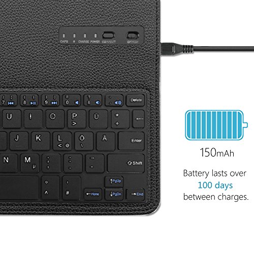 Boriyuan IPad Pro 9.7 Bluetooth Tastatur Hülle, Smart Case Stand Folio Hülle mit abnehmbare Wireless Bluetooth Tastatur Keyboard Case für Apple iPad Pro 9,7 Zoll- (Schwarz) - 8