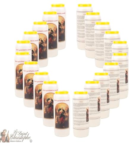 20 Bougies Neuvaines Blanches 100% Végétales - Combustion 9 Jours Pour Méditation