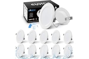 Eande Spot LED Encastrable Dimmable, 6500K Blanc Froid 220V 9W 900LM équivaut à 75W, IP44 26mm Spot Encastré Extra Plat Pour Salle de Bain Salon Chambre, lot de 10