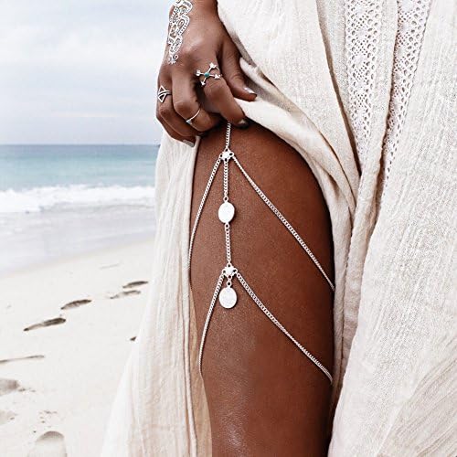 Retro Jewelry Lady Coins Body Multi-layer Tassel Thigh Leg Chain Bikini Wear